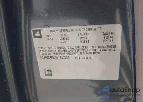 2010 Chevrolet Impala Ls z USA, uszkodzony, nr VIN 2G1WA5EK9A1240399